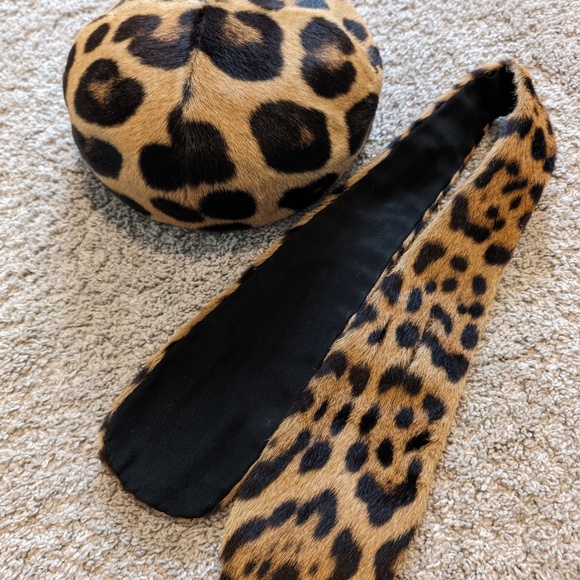 Vintage Leopard Print Hat and collar scarf 1940s 1950s BONWITT TELLER - Picture 14 of 14